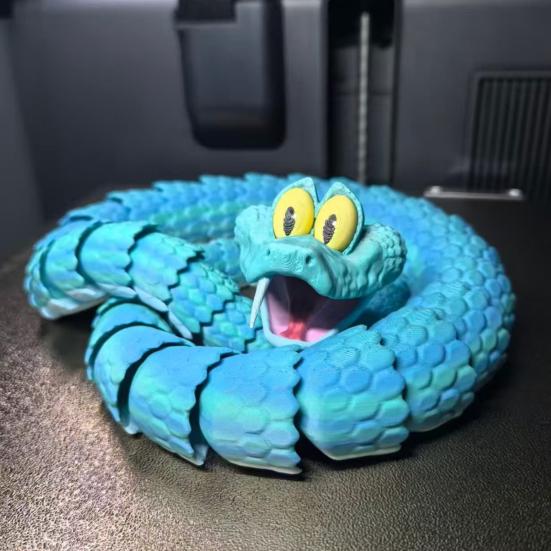 3D Printed Snake Figurine Movable Joints Snake Figure Articulated Animal Model Toy Home Office Bookshelf Desktop Decoration Ornament