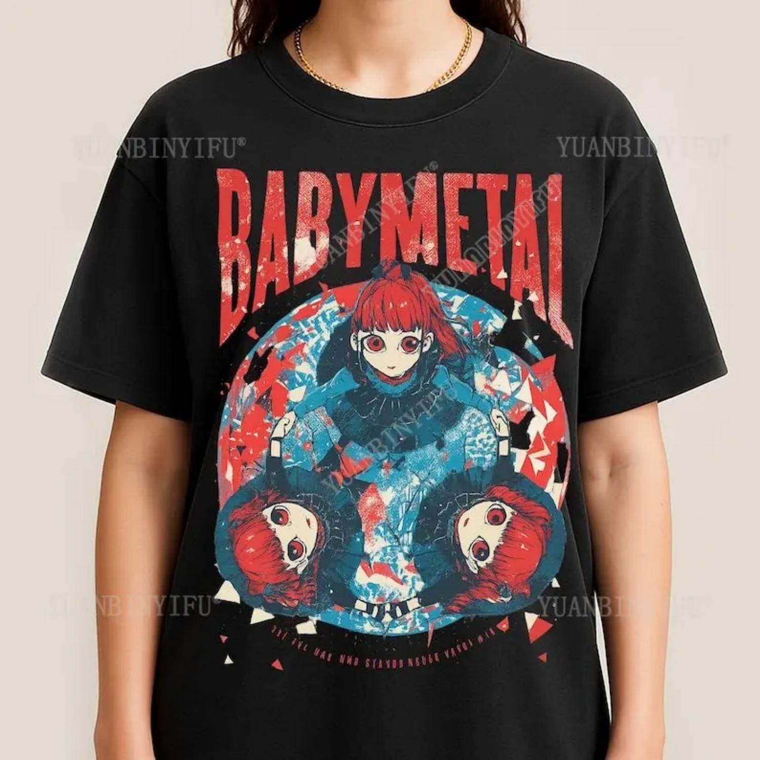 

Babymetal Japanese Metal Anime T-Shirt – Kawaii Rock Idol Graphic Tee Vintage round neck Men Women Streetwear Tees Short Sleeve S разноцветный