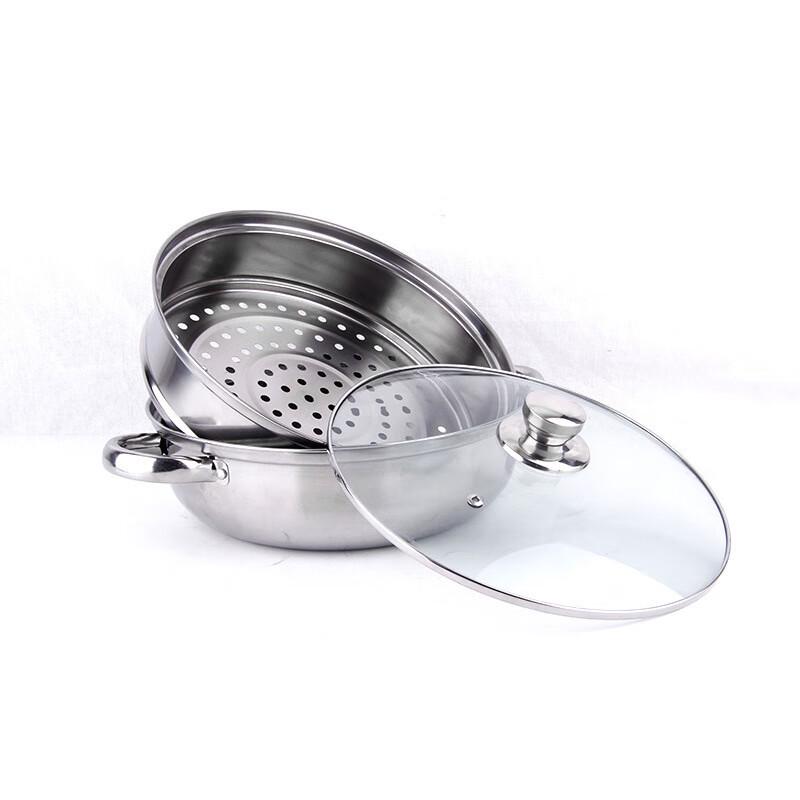 ZISIZ 28CM Double-Layer Stainless Steel Steamer & Soup Pot