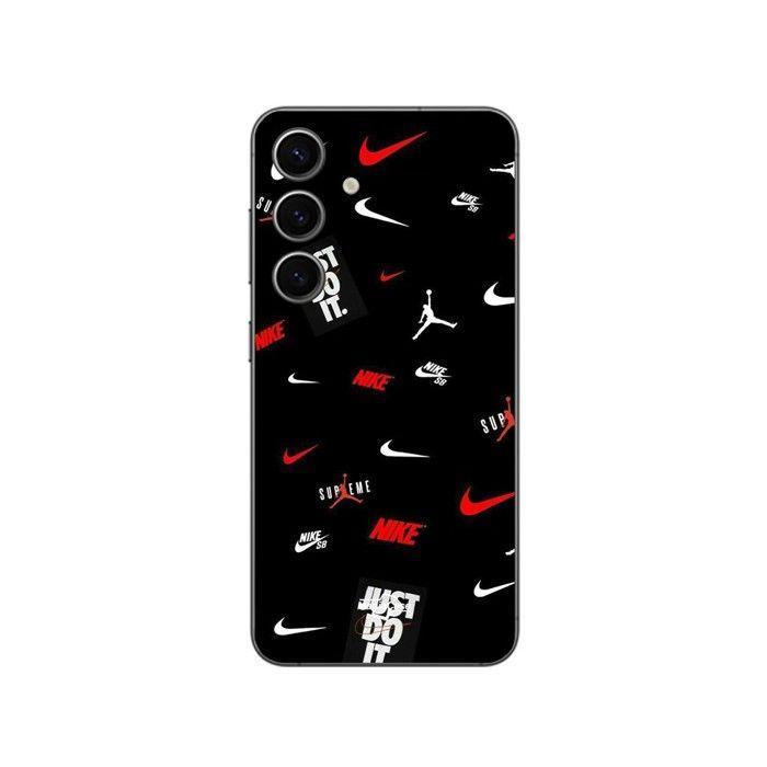 Coque pour Samsung Galaxy S25 Plus NIKE JORDAN BLANC ROUGE fond noir