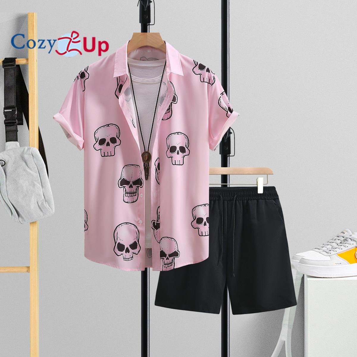 

Уютные мужские короткие комплекты, комплект из 2 предметов, рубашка, модные летние спортивные костюмы, повседневный комплект с короткими рукавами и шорты для мужчин XXL розовый