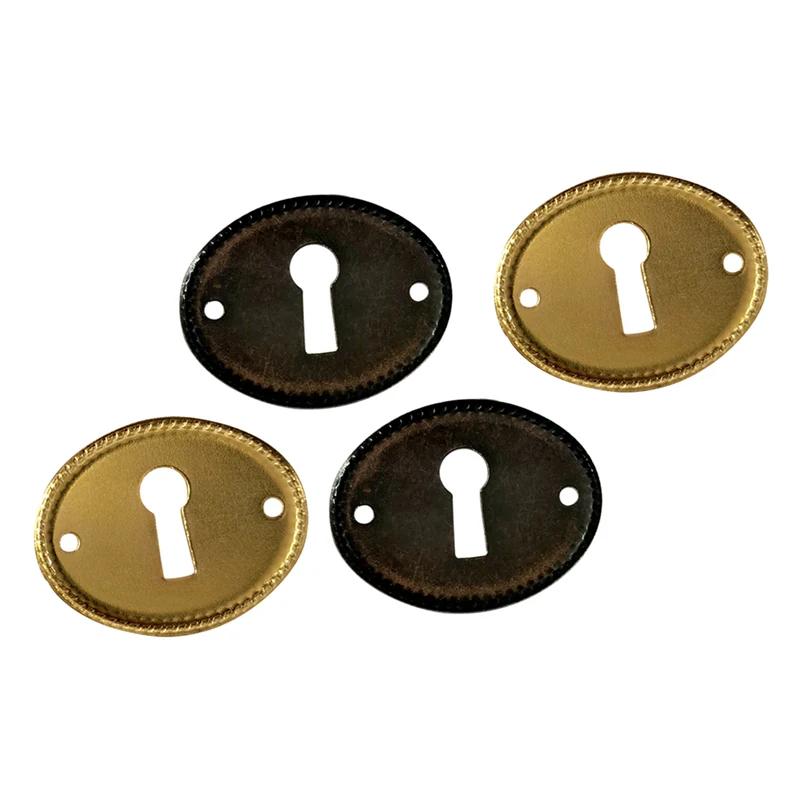 2Pcs Keyhole Cover Plate Oval Insert Furniture Key Escutcheons Door Drawer Plates Protector DIY Jewelry Making Metal Connectors