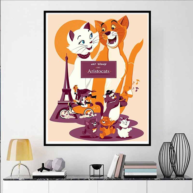 Disney Diamond Painting The Adventures of The Cat Modern Style Art Poster Painting Mosaic Craft Hobby DIY Gift Home Decoration Embroidery