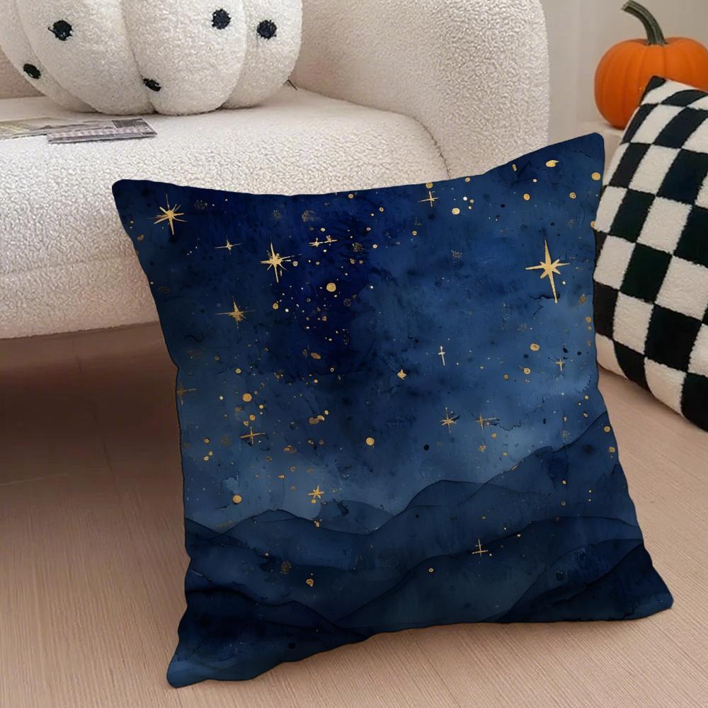 Space Starry Sky Cushion Cover Throw Pillow Cover Hidden Button Durable Polyester Chair Cushion