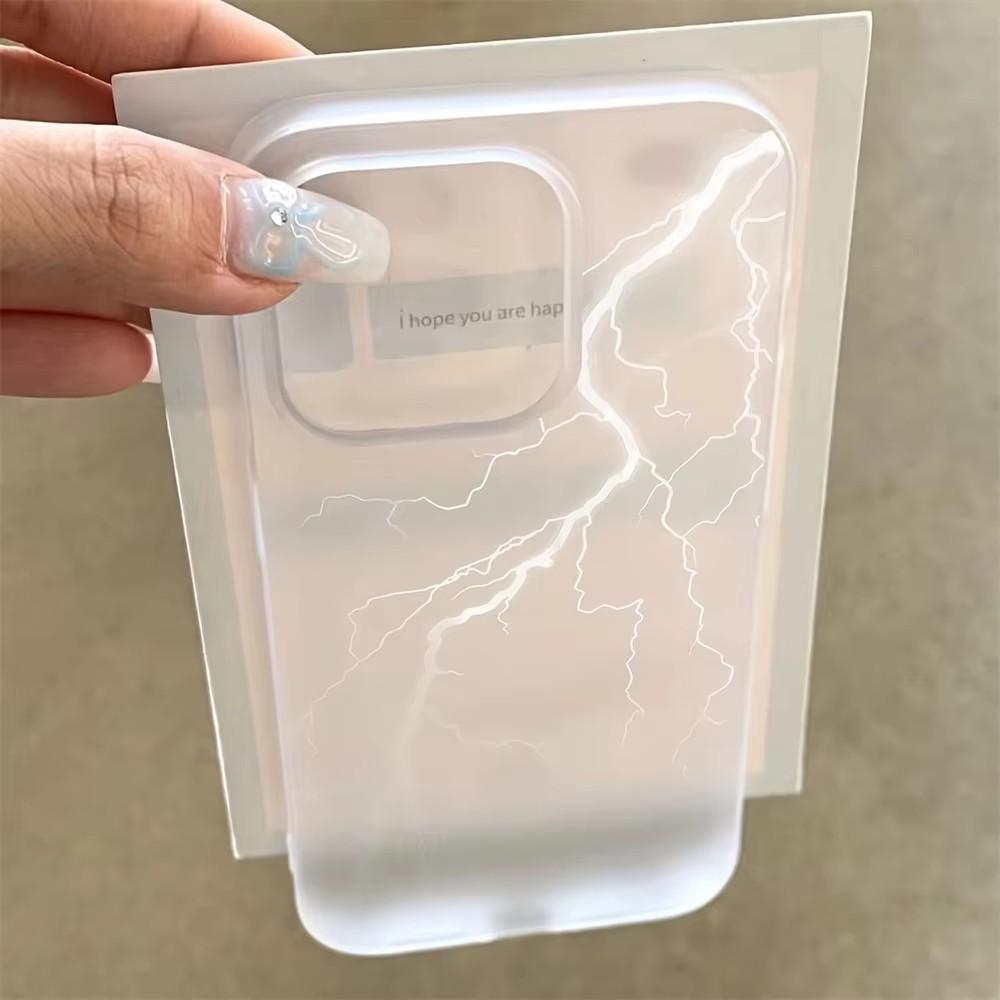 

Креативный прозрачный матовый тонкий чехол Creative Lightning для iPhone 16 15 14 13 12 11 Pro Max 7 8 Plus X Xs Xr SE Мягкий силиконовый чехол-накладка iPhone 16 белый