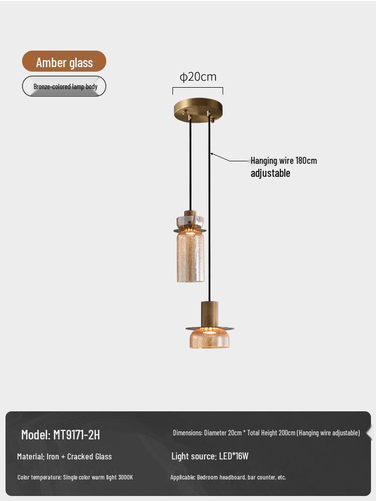 Retro Luxury Bedside Pendant Lamp - Designer Wall & Bar Counter Lighting