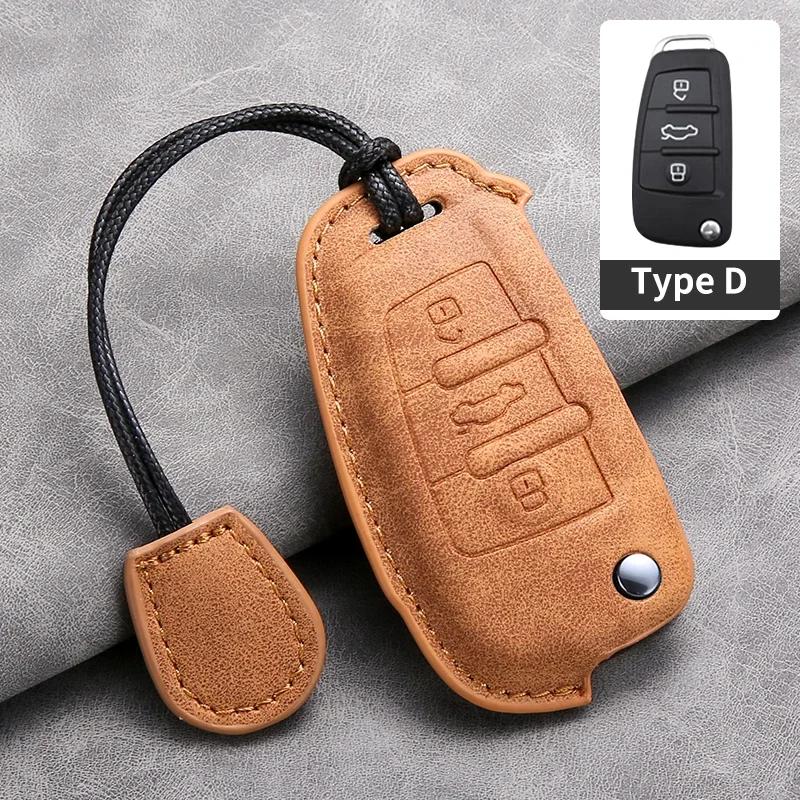 Car Key Case Cover For A1 A3 A6 A6L Q2 Q3 Q7 TTS R8 S6 RS3 Leather Car Key Shell Accessories