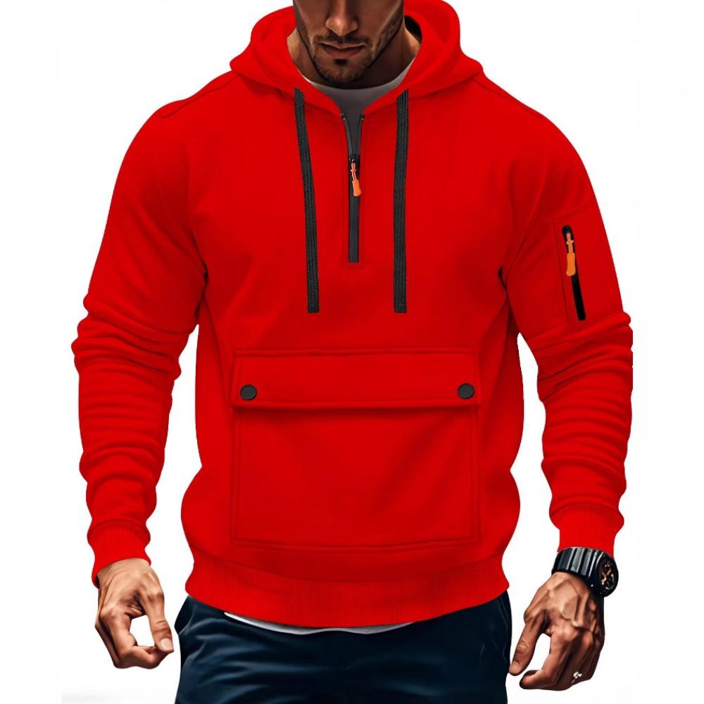 Trendy Innovative Sweatshirt Autumn and Winter Men's Fleece Loose Large Pocket Large Zipper Hoodie