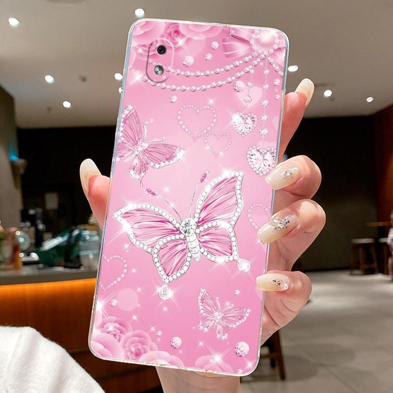 Phone Case For Huawei Y5 2019 / Honor 8S / Play 8 / Play 8A Butterfly Bow Protective Casing Transparent Soft Silicone TPU Cover