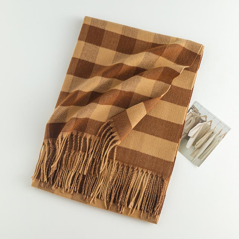 Damen High-End 2025 Karoschal: Imitation Kaschmir, Koreanischer Stil, Vielseitiger Herbst/Winter Warmer Nackenwärmer Schal.