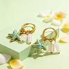 Stainless Steel Vintage Hoop Earrings for Women Natural Stone Drop Dangle Charm Earrings Gold Plated Earring Unique Jewelry Gift