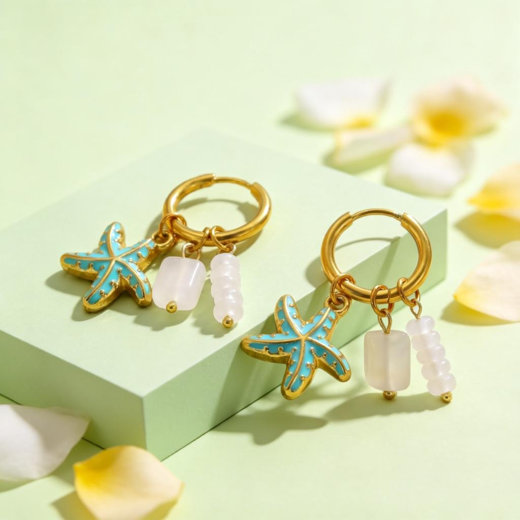 Stainless Steel Vintage Hoop Earrings for Women Natural Stone Drop Dangle Charm Earrings Gold Plated Earring Unique Jewelry Gift