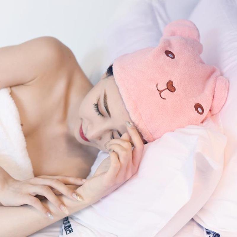 Adorable Bear Cartoon Quick-Dry Absorbent Hair Cap for Adults