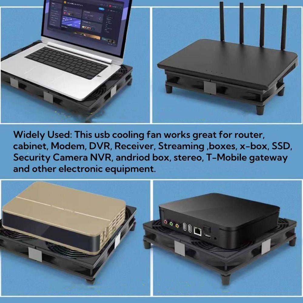 USB Powered Electronic Cooling Fan Dual Fan DC 5V Modem Router Cooler DIY Mute Network Cabinet Server Cooling Project DVR TV Box