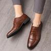 Men's Fashion Lace-up Pointed Toe Leather Derby Shoes - Plus Size, Formal, Business Casual