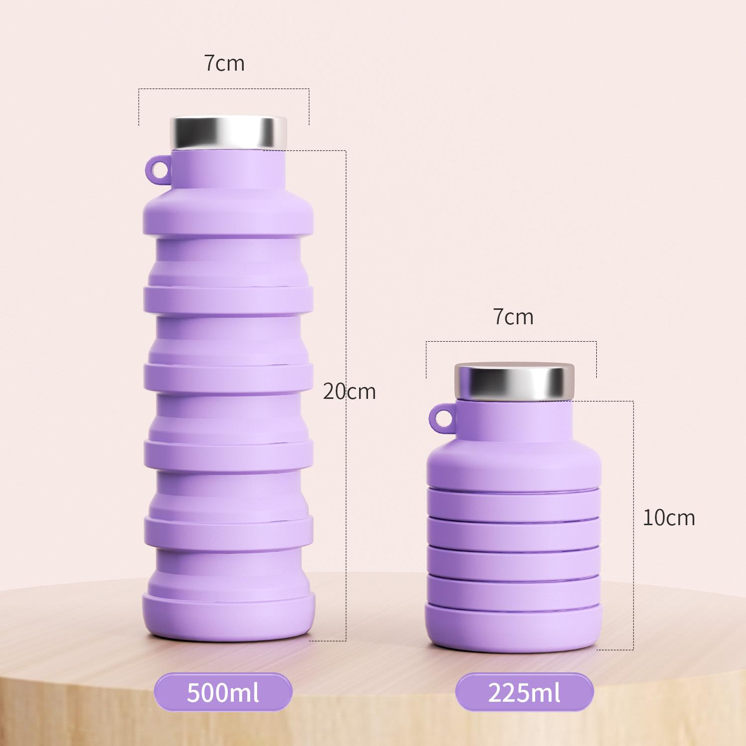 

Silicone Collapsible Water Bottle, 500ml Portable Sports Bottle for Running Gym Hiking, Leak-Proof Foldable Flask 500ml