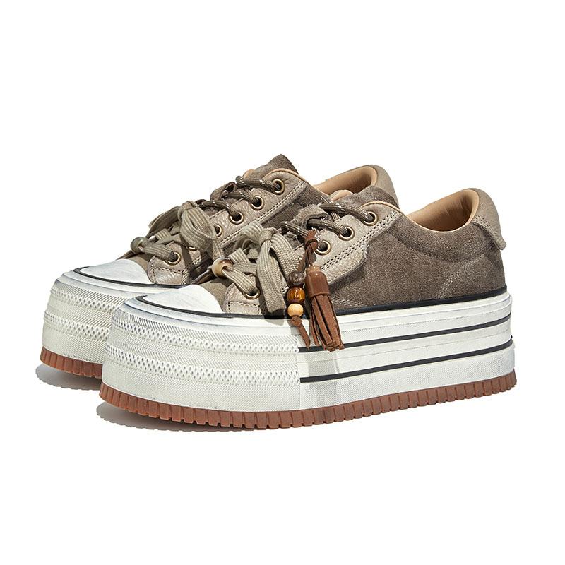 Fashion AIYUQI 2025 New Women's Sneakers Thick-soled Retro Women Skateboard Shoes Large-Size Genuine Leather Casual Shoes female Shoes