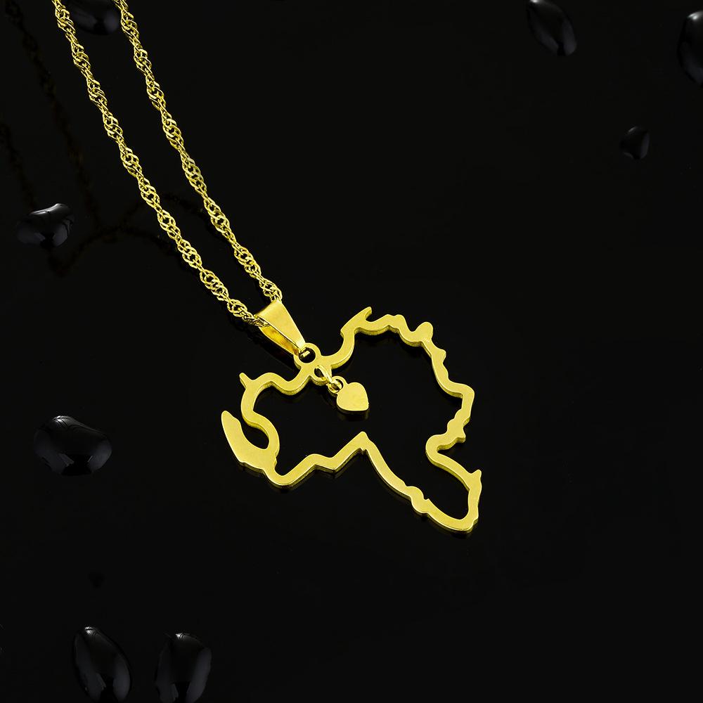 Unisex Elegant Venezuela Map Flag Pendant Necklace - Fashionable Stainless Steel Jewelry