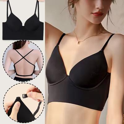 Dámská hluboká podprsenka do U bez zad Sexy podprsenky push-up na šaty s hlubokým výstřihem Venkovní top Cami Vícesměrné bezešvé spodní prádlo