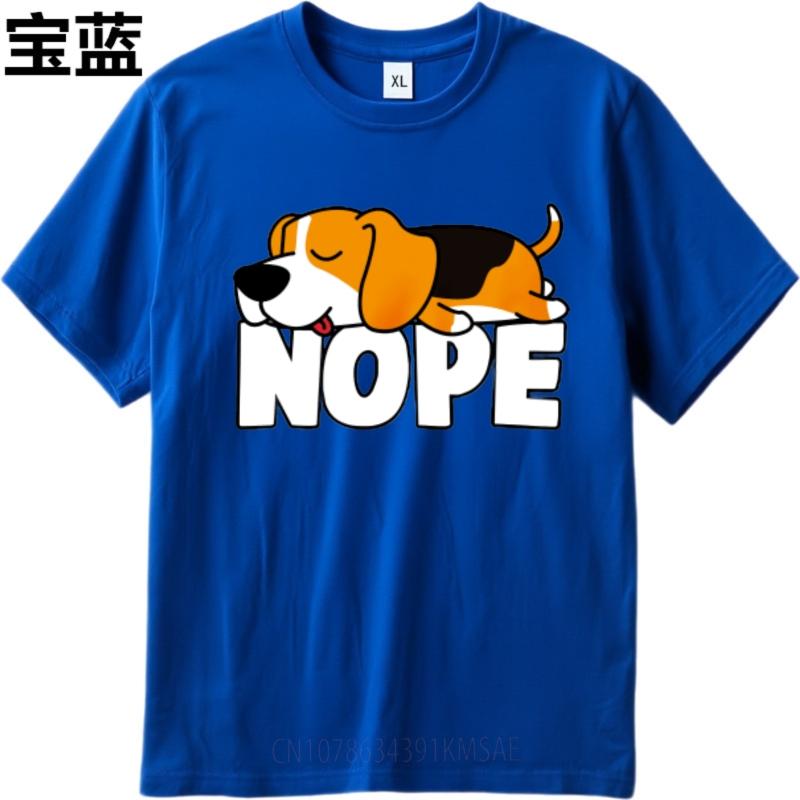 Tshirts for men Printed For men O Neck t shirt Black Dog Lying On Nope Text Basic Men Tee shirt Trendy Tshirt Round Neck Tee