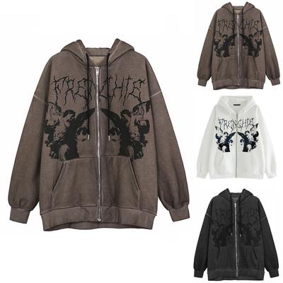 Veste manteau imprimé ange fée femmes sweats à capuche Hip Hop Streetwear Harajuku Anime femmes manteau fermeture éclair femmes vêtements