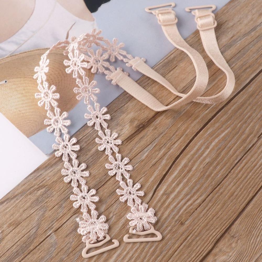 

1Pair Flowers Invisible Bra Straps for Fashion Shows and Backless Outfits B-Beige