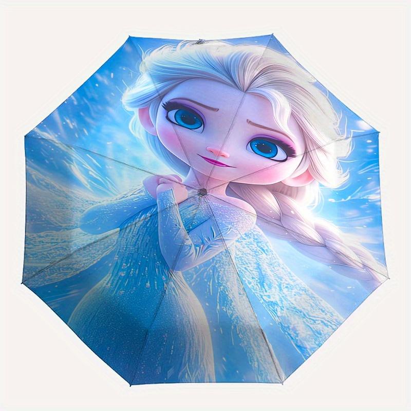 Elsa,Frozen Themed Automatic Opening and Closing Folding Umbrella, Reinforced 8 Ribs, Compact Travel Design, Fashionable Folding Umbrella, V