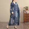 DIMANAF Spring Summer New 2026 Women Plus Size Long Dress Loose Basic Vintage Oversize Long Sleeve Maxi Floral
