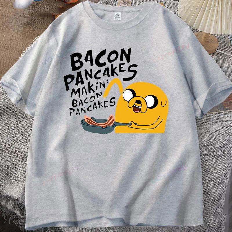 Fashion Hot Sale Kawaii Clothing Adventure Time Anime T Shirt for Men Jake and Finn Bacon Pancake Girl Boy Casual Cotton Tops