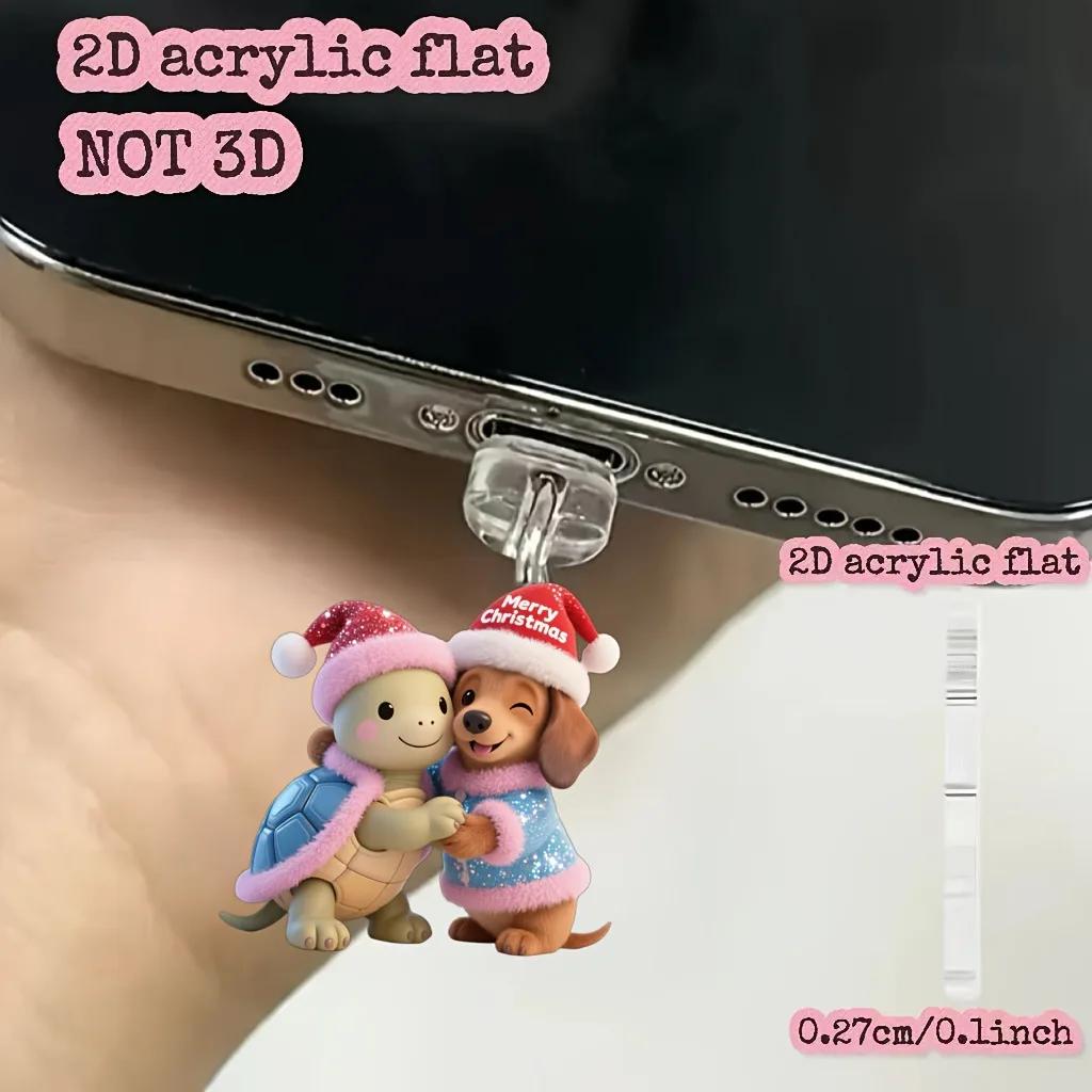 2D Acrylic Style Random 5-Piece Phone Dust Plug, Bright Colors, Long-Lasting, Dust-Proof and Durable, Suitable for Holiday Gifts