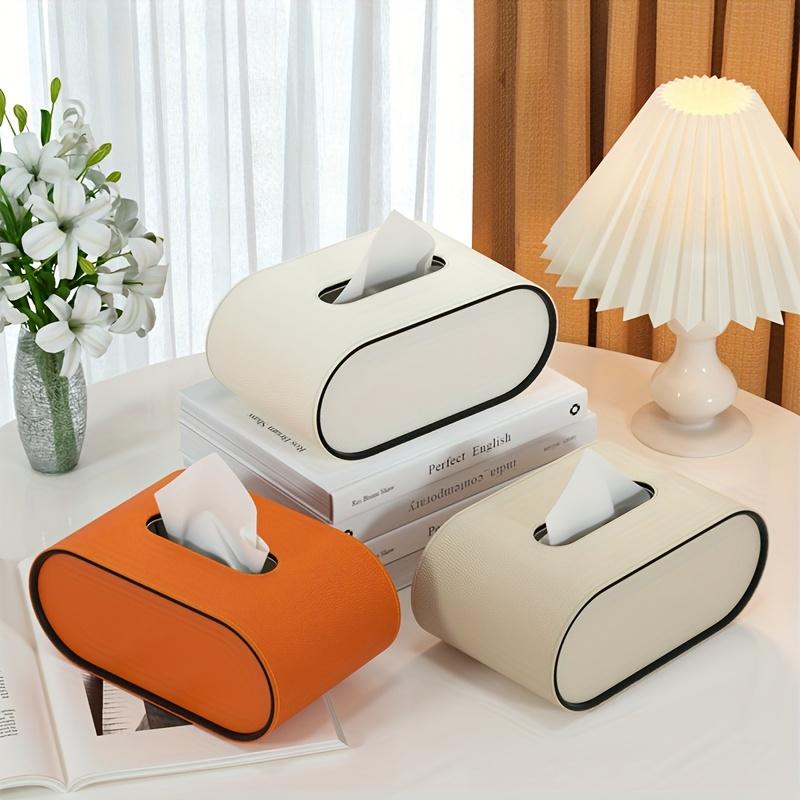 Elegant Oval Tissue Box Cover, Premium Leather Material, Multi Color Options, Simple and High End Design for Living Room, Tabletop