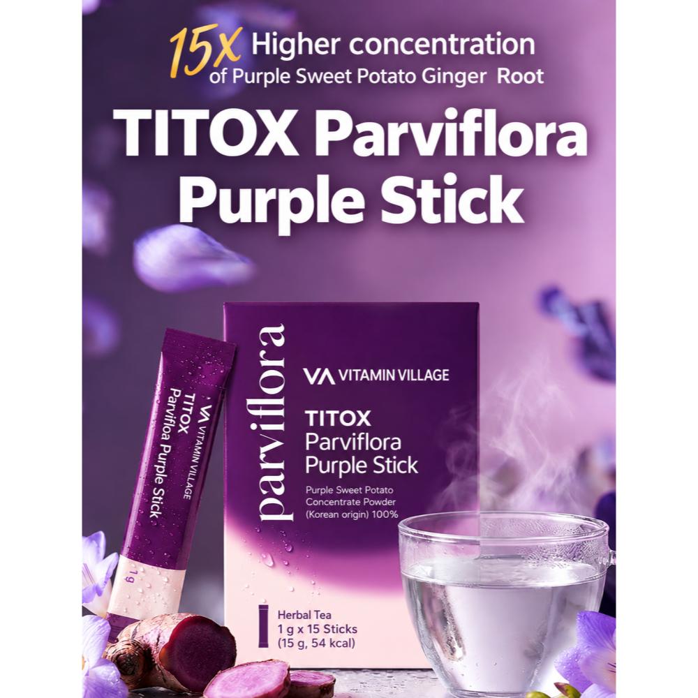 [vitamin village] Ttox Parviflora 100% Purple Stick, 15 packets / Korean Ttox Stick / Natural Detox
