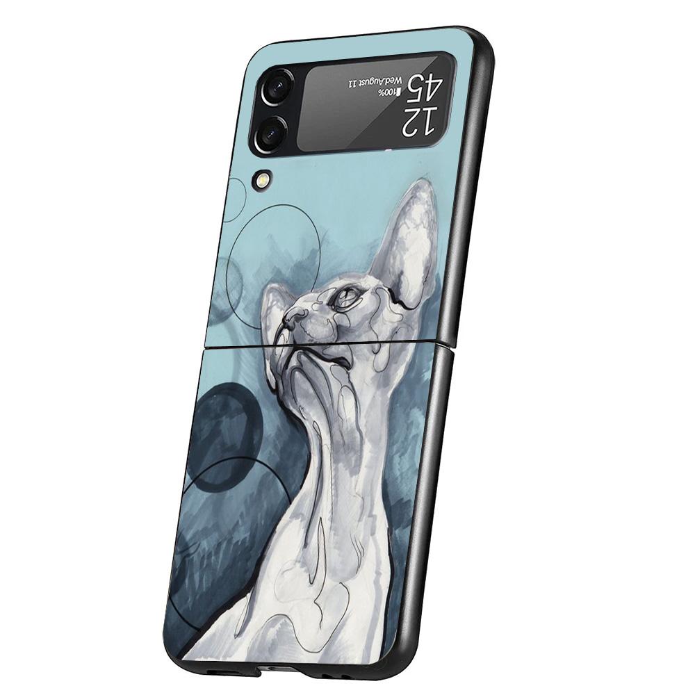 Lavaza Sphynx Sphinx Cat Cover Phone Case For Samsung Galaxy Z Flip 7 6 5 4 3 5G Flip7 Flip6 Flip5 Flip4 Flip3 Black Fundas Shel