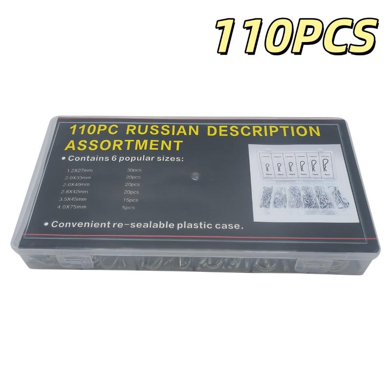 110/150Pcs R-Clips Splint Assortment Galvanised Spring Pins Safety Pins Set Cotter Pins Spring Connectors 2Mm 110PCS