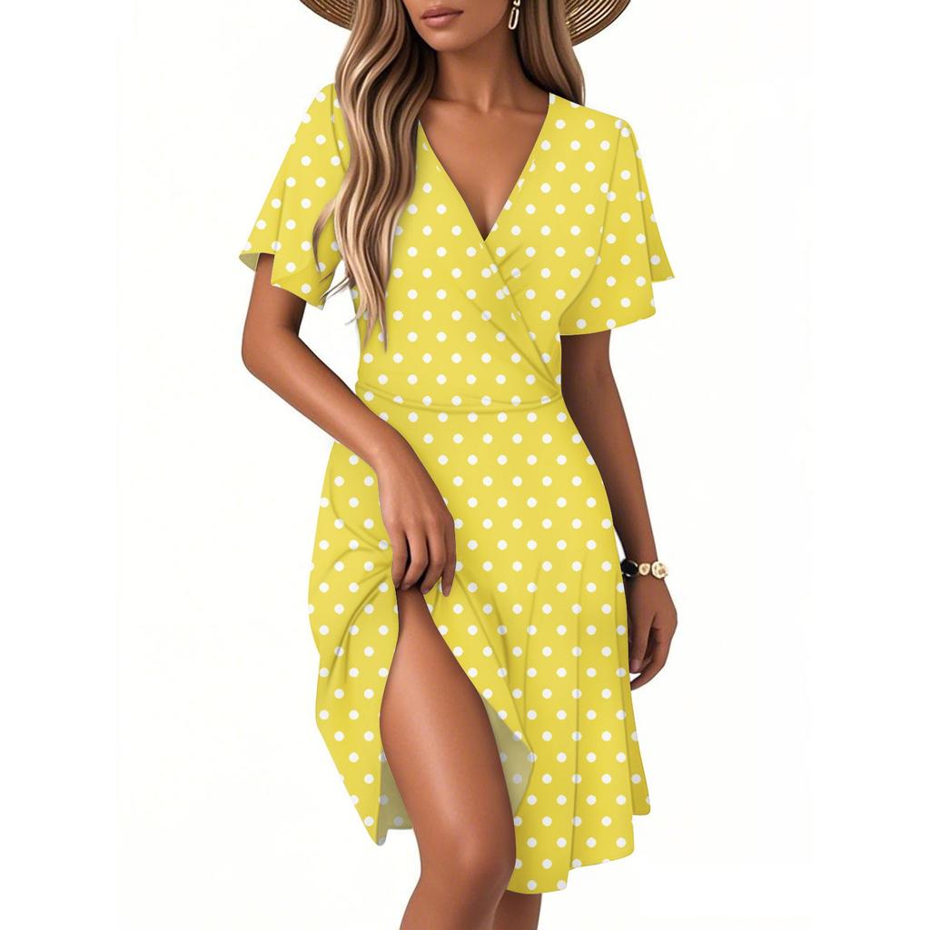 Women's Casual Fashion Dress Vintage Floral Floral Short Sleeve V-neck Dress
