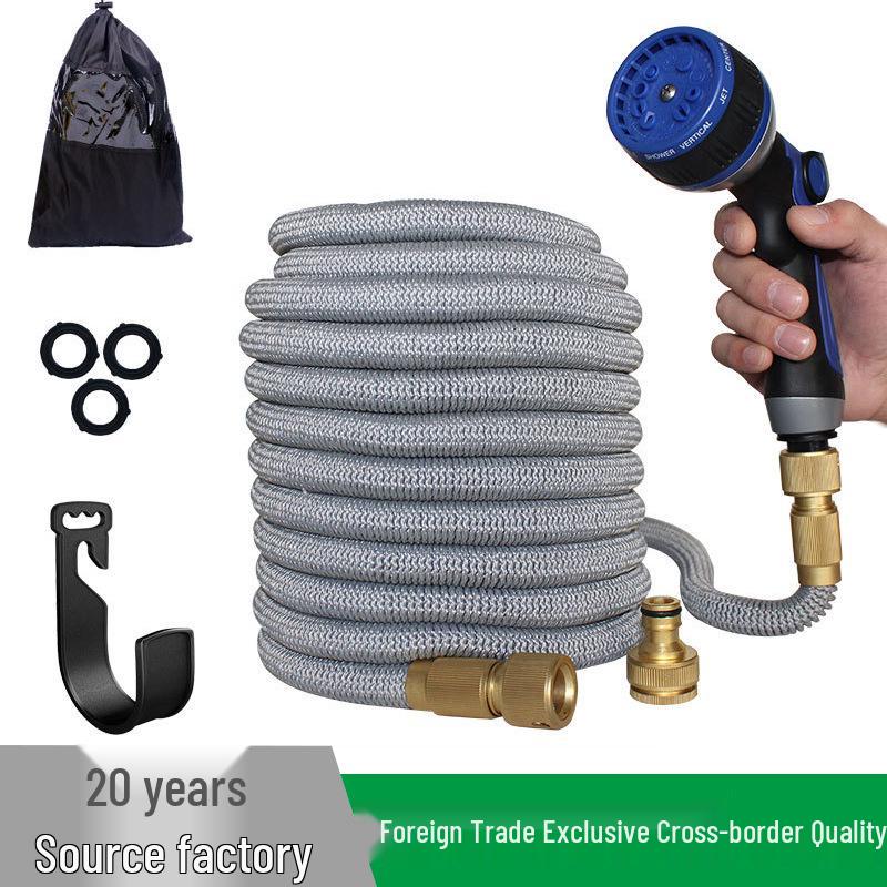 High-Pressure Telescopic Car Wash & Garden Hose with Water Gun 25FT*10-Function Water Gun