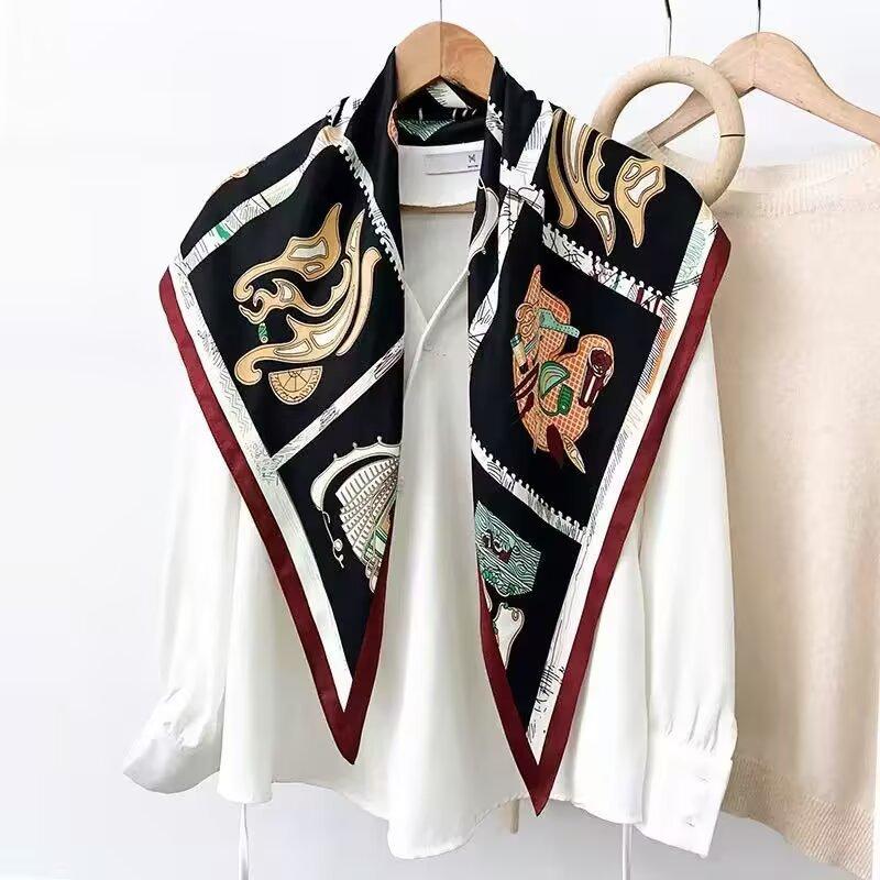Summer 1116 New Twill Cool Triangle Scarf Women's Fashion Versatile Neck Protection Scarf Thin Sunscreen Outer Scarf