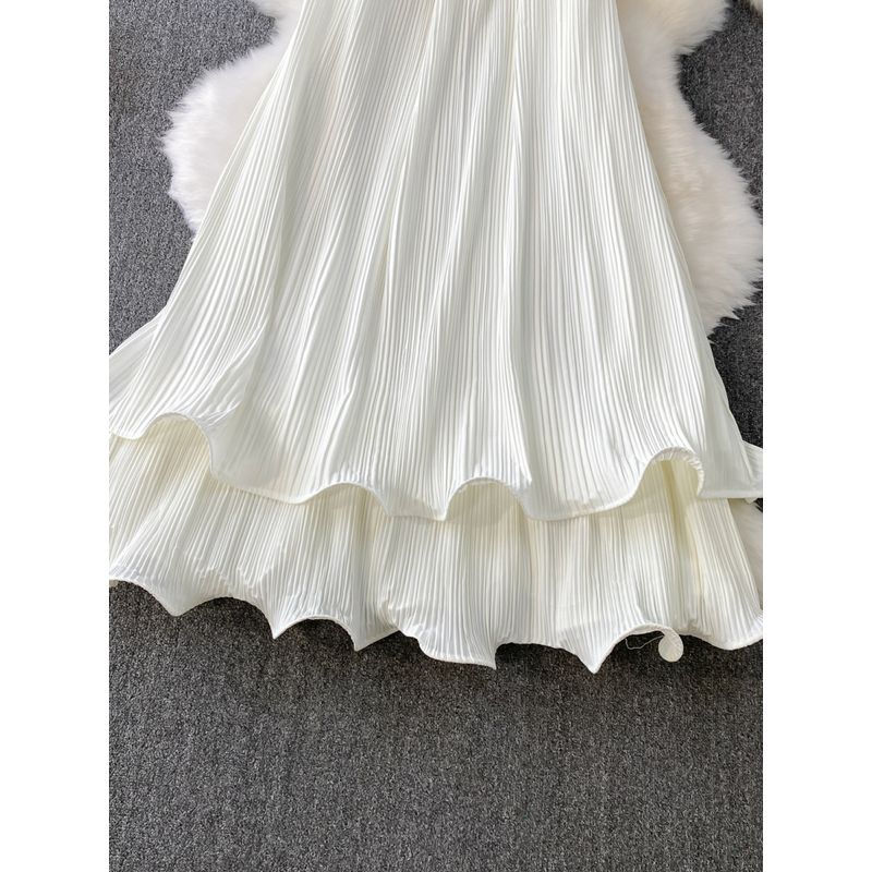 Seaside Holiday Style Sexy Backless Hanging Neck Sling One Piece Dress Women Clothing Summer Loose Slimming Puffy Cake Skirts