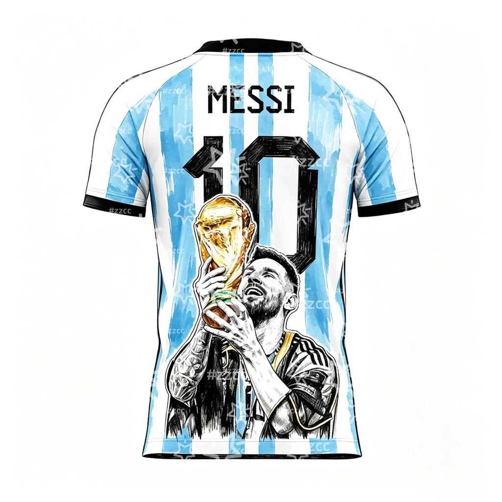 New Messi Summer 3D Printable Family Clothing Football Shirt T-shirt Is Loose and Comfortable Suitable for Daily Wear