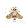 Vintage Classic Imitation Pearl Bee Brooch For Women Men Light Luxury Full Rhinestone Insect Honeybee Pins Animal Badge Jewelry