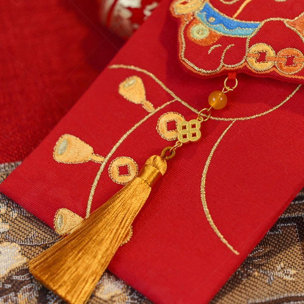 Chinese 2026 New Year Red Envelope Glitter Frosted Cartoon Lucky Money Pockets Bronzing Blessing Spring Festival Envelope