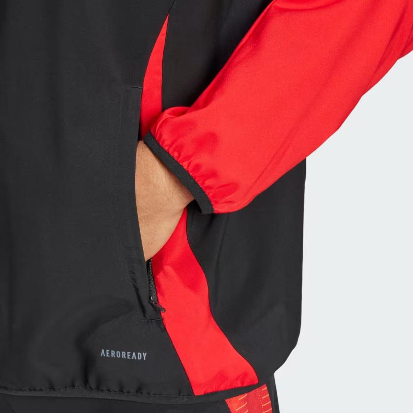 adidas Belgium 2024-2025 Football Stand Collar Comfortable Long Sleeve Jacket Men Jacket Black IQ0751