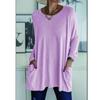 Women's Clothes Autumn Spring Long Sleeve Crew Neck T-shirt Long Sleeve Blouse; Pocket T Shirts for Women; Loose Fit Tops