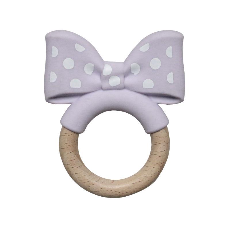 Non-Toxic 1Pc Baby Silicone Teether Toy Bpa Free Infant Wooden Ring Health Care Teething Chewing Toys Newborn Gifts For Baby Accessories