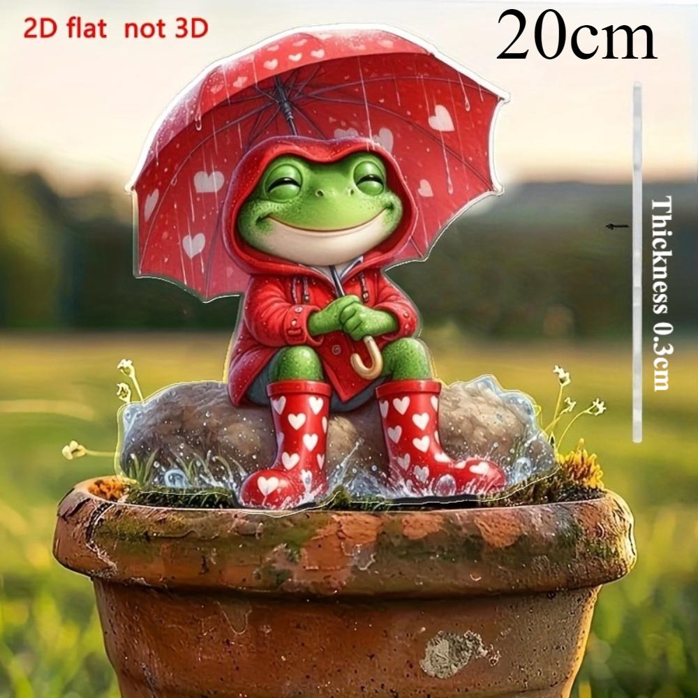 2D Flat, Smiling Frog Is Suitable for Courtyard, Lawn and Gardening/outdoor Accessories/garden Decoration Floor Inserts, Indoor Potted Plants,