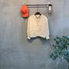 C S In The Room Daki laCe Puff Shoulder Pad blouSon Crop Jumper Blue 2Color C