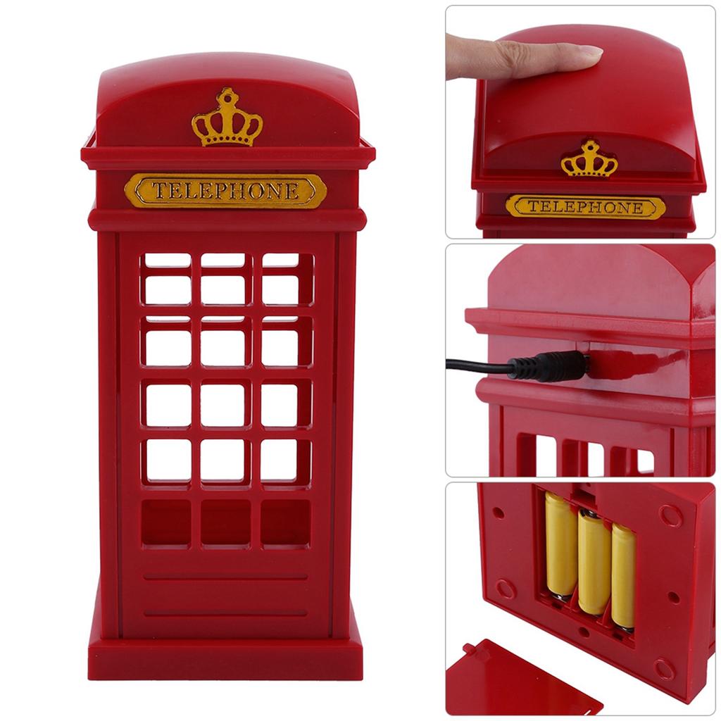 Vintage Night Light, Retro Telephone Booth Phone Booth Telephone Booth Night Light Dimmable Yellow LED Desk Lamp