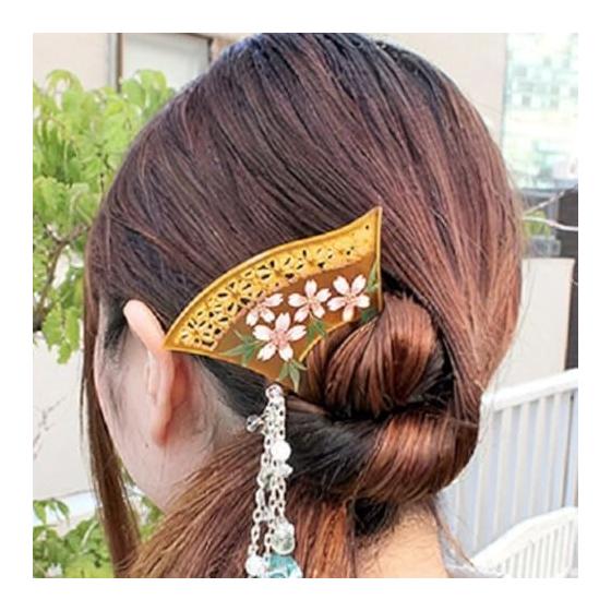 Miaomyao Antique Cherry Blossom Hairpin, Japanese Style Kimono Yukata Formal Hair Accessory, Elegant Floral Design, Tortoiseshell Color