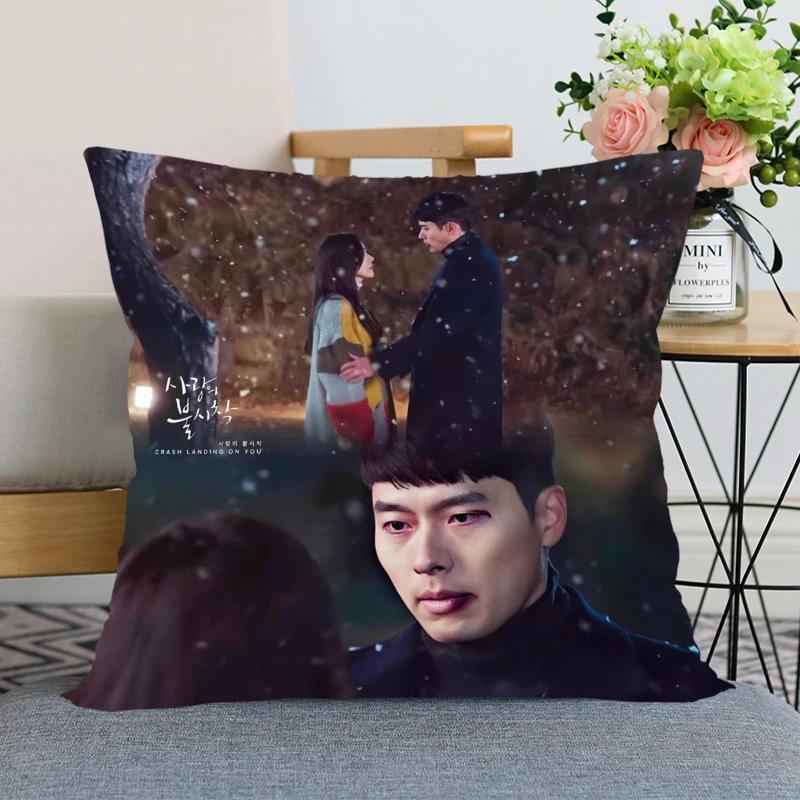 45x45cm Crash Landing On You Hyun Bin Pillowcase Bedroom Home Decorative Pillow Cover Square Zipper Pillow Cases Satin Fabric