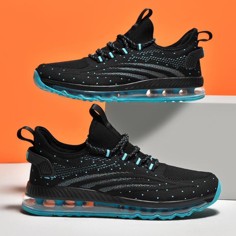 Sneakers men's spring and summer new full palm air cushion fly-woven shoes lightweight and breathable casual shoes youth running shoes